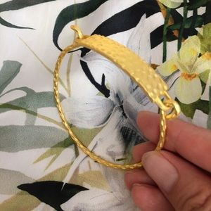 Gold plated hammered bangle bracelet